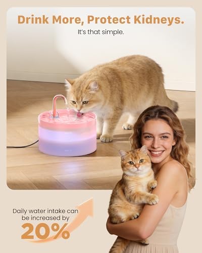 Cat Water Fountain Pink for Drinking: 67oz/2L Cat Fountain - Image 4