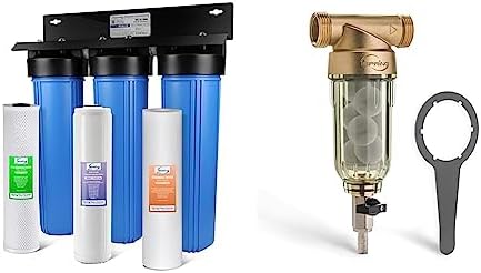 iSpring Whole House Water Filter System w/Sediment, Polyphosphate Anti-Scale, and Carbon Block Water Filters & WSP-50SL Reusable Whole House Spin Down Sediment Water Filter Softener, 50 Micron by Unknown