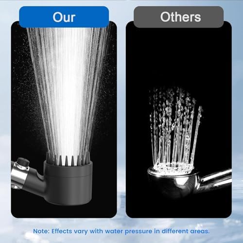 Shower Head, Drops Shower Head High Pressure, Showerhead with Handheld and 3 Filters, 4 Spray Modes & Pause Switch, Silicone Scalp Massager, 59" Hose & Bracket for Hard Water & Pets - Image 5