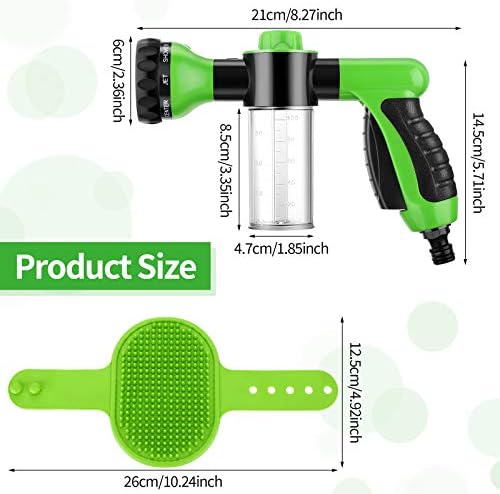 Weewooday Dog Washing Hose Attachment 8 Way Spray Pattern Garden Hose Nozzle with Soap Dispenser Dog Shampoo Hoses Attachment with Pet Bath Brush Pet Bathing and Garden Nozzle(Green) - Image 3