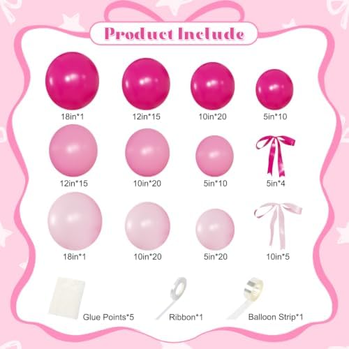 Pink Balloon Arch Kit, Hot Pink Balloons for Birthday Party Decorations - Image 5