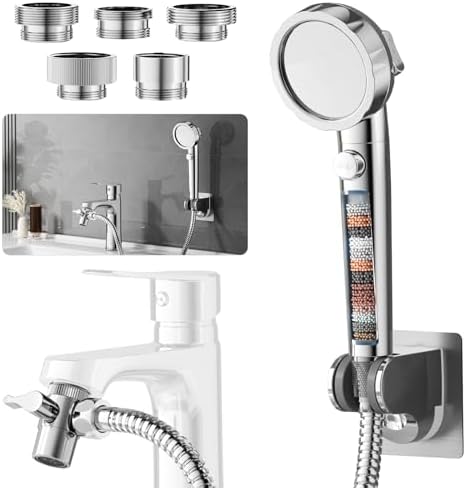 Sink Hose Sprayer Attachment for Faucet, 5 Adapters, Chrome by HEROBAI