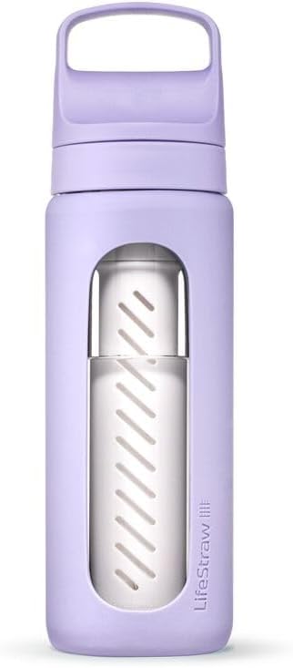 LifeStraw Go Glass Water Filter Bottle with Sleeve, 20 oz, Provence Purple by Unknown