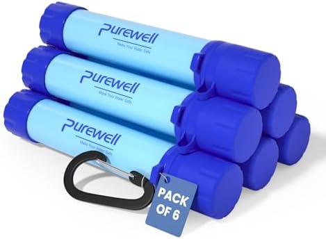 Purewell Outdoor Water Filter Personal Water Filtration Straw Emergency Survival Gear Water Purifier for Camping Hiking Climbing Backpacking by Purewell
