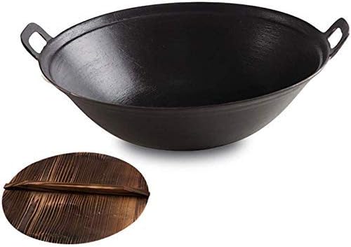 hand-made non-stick coated iron pan hard anodized cast iron material suitable for all stove tops cast iron pan/frying pan 34 cm (Color : B Size : 34cm) - Image 3