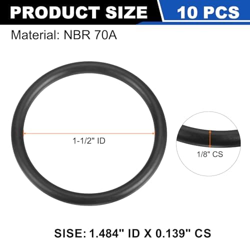 uxcell 10Pcs AS-222 NBR 70A O-Rings 1-1/2"ID x 1/8"CS/1.484"ID x 0.139"CS - Image 2