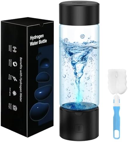Hydrogen Water Bottle Generator, Portable SPE PEM Hydrogen Water Ionizer Machine, Rechargeable Hydrogen Water Maker for Home Office Travel Fitness Travel Home Office by IJEUH