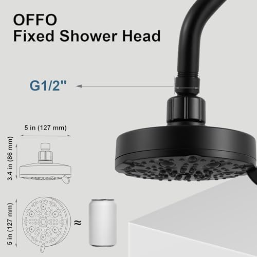 OFFO Shower Head, High Pressure Shower Head with Pause Mode, 9 Mode Fixed Showerheads for Strong Water Flow & Relaxing Shower Experience, Matte Black - Image 2