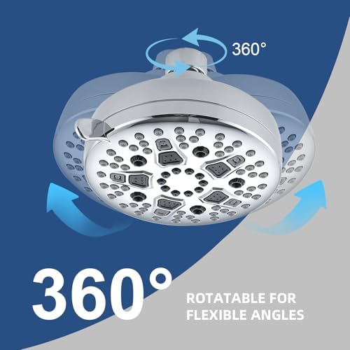 High Pressure Shower Head, 7-Spray Mode Adjustable Showerhead with 4-Inch Round Head, High Flow Handheld Shower for Low Water Pressure, Easy Install & Clean, Round Chrome - Image 3