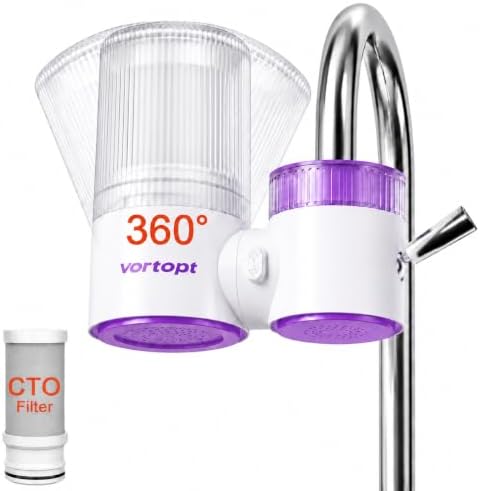 Vortopt T10 Water Filter for Sink Faucet, 360° Rotary Faucet Filter, Purple by Vortopt