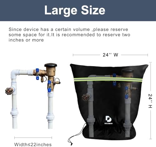 DELSWIN Backflow Preventer Pipe Insulation Cover - 24" W X 24" H Insulated Pouch for Winter Freeze Protection, Waterproof Sprinkler Valve Covers for Outside Irrigation, Well Head, Well Pump, Faucet - Image 2