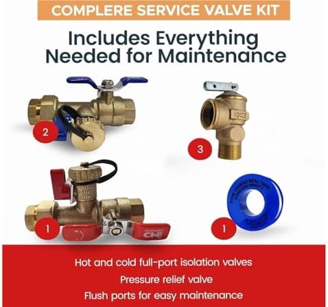CMI Tankless Water Heater Installation Valve Kit 3/4" T-Handle - Image 4
