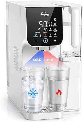 iSpring RCD100-THCW Hot & Cold Countertop Reverse Osmosis System, White, RO Water Filter Dispenser, 9 Temperature Options from 50–210°F & 6 Dispensing Volumes, TDS & Filter Life Monitor by iSpring
