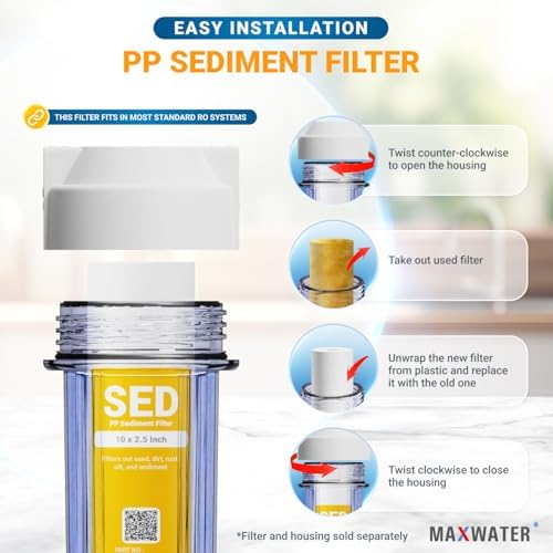 Max Water 10 Micron 10 x 2.5 Sediment Filter Cartridge Replacement for Reverse Osmosis and Whole House Water Filter, Compatible with Well Water Filters P5, AP110, WHKF-GD05, GE FXUSC, RS14-SS, 2 Pack - Image 5