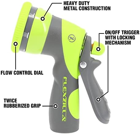 Flexzilla Heavy Duty 7-Pattern Adjustable Pistol Grip Garden Hose Nozzle Sprayer with Multiple Spray Settings & Durable Design - Image 4