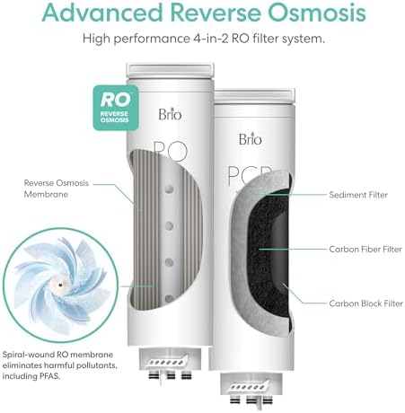 Brio AQUUS TROE800COL Reverse Osmosis Water Filtration System, 4-Stage Tankless RO Water Filter System for Under Sink, 800 GPD, 2:1 Pure to Drain, Reduces TDS, Smart Faucet, USA Support, Black/Silver - Image 3