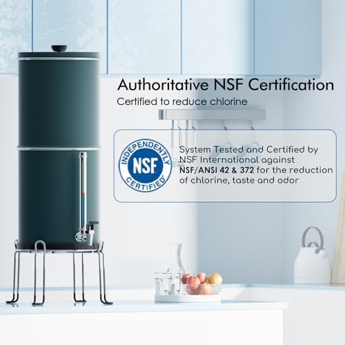 Purewell 3-Stage 0.01μm Ultra-Filtration Gravity Water Filter System, 304 Stainless Steel Countertop System with 2 Filters, Metal Water Level Spigot and Stand, Reduce 99% Chlorine, 2.25G, PW-OB-K - Image 2