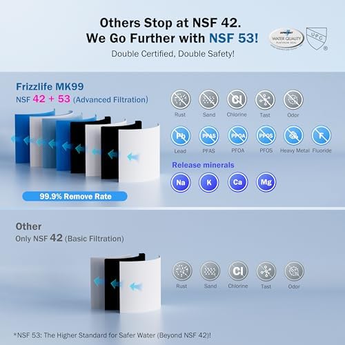 Frizzlife Under Sink Water Filter System-NSF/ANSI 53&42 Certified High Capacity Direct Connect Under Counter Drinking Water Filtration System-0.5 Micron Reduces Lead, Chlorine, Bad Taste & Odor, Black - Image 2