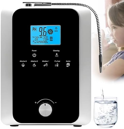 Alkaline Water Ionizer Machine for Home, 11 Plates, pH 3-11 Water Purifier, 800mV ORP Filter, 8000L Capacity, Healthy Alkaline Drinking Water (Black) by Unknown