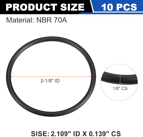 uxcell 10Pcs AS-227 NBR 70A O-Rings 2-1/8"ID x 1/8"CS/2.109"ID x 0.139"CS - Image 2