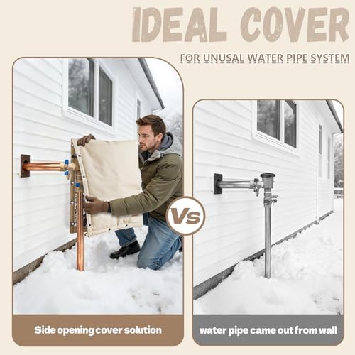 Backflow Preventer Insulation Cover - 2 Way Opening Pipe Insulation Cover for Irrigation Valve, Sprinkler Cover for Outside - Winter Freeze Protection Backflow Cover - 24" W x 36" H, Beige - Image 3