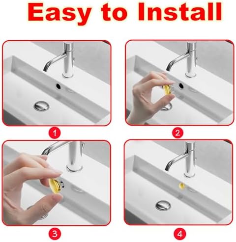 2 Pack Sink Basin Overflow Trim Ring,Solid Brass Bathroom Sink Trim Overfollow Cover,Sink Trim Overflow Cover Insert in Hole Round Caps or Kitchen Bathroom(Bright Gold) - Image 5