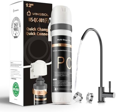 WINGSOL Under Sink Water Filter System with Black Faucet, NSF/ANSI 42&53 Anti-Clogged Pleated Filter Quick Change EZ Install, Reduce PFAS/Lead/Chlorine/Sediment, Long-Lasting Water Purifier by WINGSOL