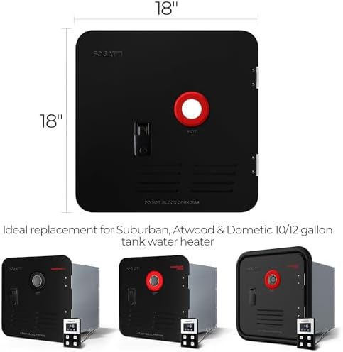 FOGATTI 18" x 18" InstaShower 7 RV Tankless Water Heater Door, Black - Image 2