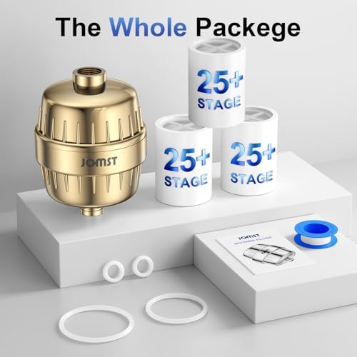 25 Stages Shower Filter with 3 Cores - Maximize Shower Sediment Filtration & Reduce 97.45% Chlorine in Shower Water - For Softer Skin & Shinier Hair - Gold - Image 4