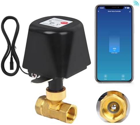 WIFI & Bluetooth Smart Water Valve, DN20 Ball Brass Valve, WIFI Control Water Shutoff Valves Compatible With Alexa, Google and Application Program iOS/Android, Only 2.4GHZ WiFi(3/4") by Owfeel