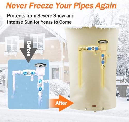 TOHONFOO Backflow Preventer Cover, Pipe Freeze Insulation, 22"Wx34"H, Beige - Image 3