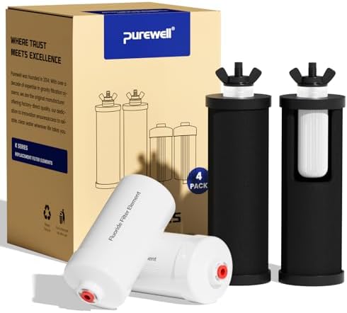 Purewell 8-Stage PF-3&FL-2 Purification Elements Set, Replacement Filters for ProOne® and Berlkey® Filters, ProOne® Big+ or Berlkey® Big+ Water Filter System and Purewell System (4 Pack, K Series) by Purewell