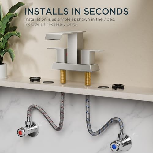FORIOUS Bathroom Faucets 3 Hole for 4 Inch Centerset Sink Brushed Nickel - Image 4