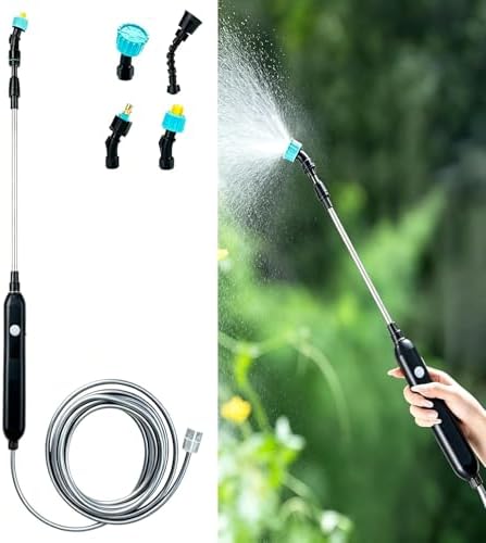 Rechargeable Cordless Pump Sprayer, Electric Watering Wand with 32.8FT Hose 6 Spray Modes Telescopic Wand, Battery Powered Sprayer for Garden Lawn Indoor Outdoor Plant Fertilizer Weed Cleaning by Unknown