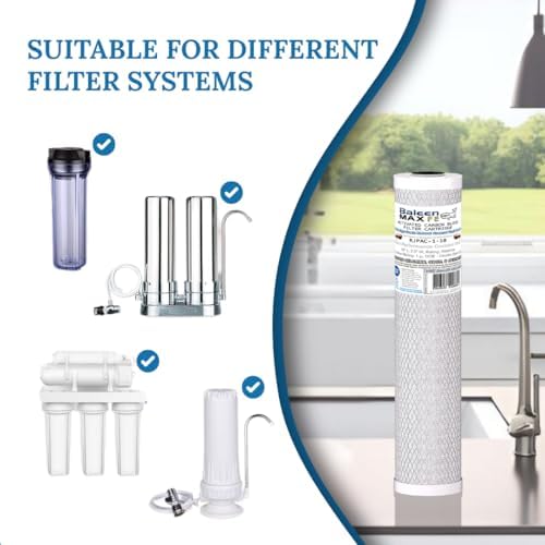 Baleen Filters 1 Micron 2.5" x 10" Whole House CTO Coconut Shell Performance Carbon Filter Cartridge Replacement for HDX CB-25-1001, Watts WCB10-CHLORA, Pentek CCBC-10 (6 Pack) - Image 7