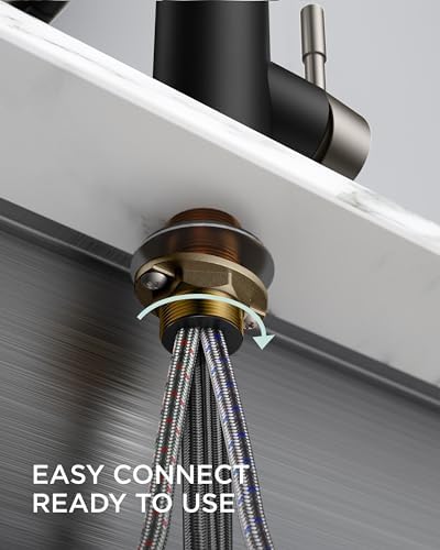 FORIOUS Kitchen Faucets, Pull Down Sprayer, Classic High Arc, Black Brushed - Image 6