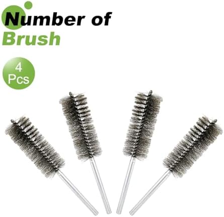 HARFINGTON 4pcs Wire Bore Brush Set 8 Inch Length 1.5 Inch Shank Stainless Steel Bristles Cleaning Brush for Clean Car Part Tube Kitchen Garage - Image 3