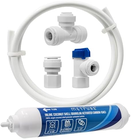 Metpure GAC Inline Filter Conversion 1/4" to 3/8” Big Flow Kit. Increase & Double Water Filtration Faucet Flow Rate of RO Reverse Osmosis System. Complete Kit with Filter, Tubing, and Quick Connectors by MetpureInc