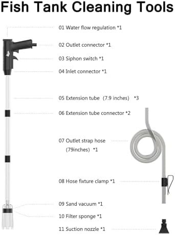 AQQA Aquarium Gravel Cleaner, 4-in-1 Upgrade Suction Power Manual Fish Tank Gravel Vacuum Cleaner Tools for Aquarium Water Changer with Water Flow Adjustment Use for Fish Tank Cleaning Gravel Sand - Image 6