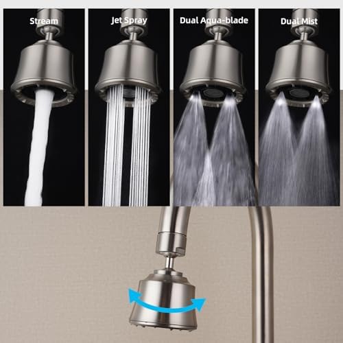 Faucet Aerator 4 Modes, 360° Swivel Faucet Sprayer Head, Brushed Nickel - Image 2