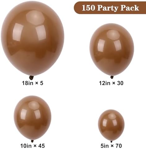 APLANET 150pcs Brown Balloons Different Sizes 18 12 10 5 Inches Premium Boho Coffee Brown Latex Balloon for Birthday Party Graduation Wedding Anniversary Baby Shower, Arch Kit Decoration - Image 2