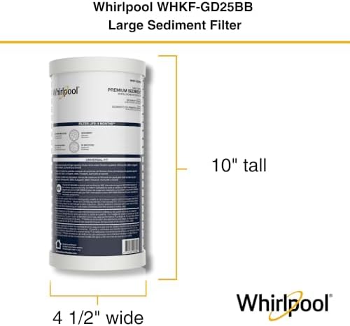 Whirlpool 10" x 4.5" Whole House Large Capacity Sediment Filter WHKF-GD25BB, NSF Certified 25 Micron Filtration, 6-Month Life, Replacement Cartridge Fits Most Home Standard Filter Housings - Image 4