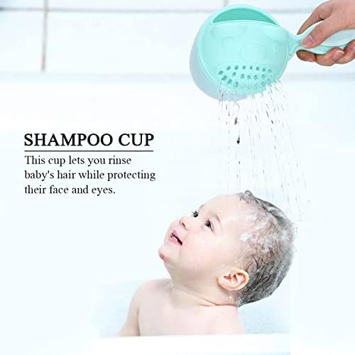 RiToEasysports Baby Bath Cup, Baby Shampoo Cup Cute Kid Wash Hair Rinser Bathing Flusher Protection Eye for Kids Green Pink (Green) - Image 3