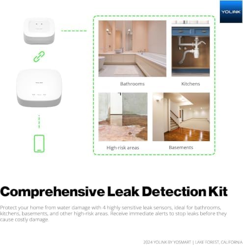YoLink Water Leak Sensor 1 Kit: 3-Pack + Hub - Image 6