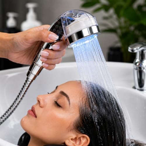 Socila Professional LED Sprayer Head 2.5 Inch Auto Color Changing, Rainfall High Pressure, And Water Filtration For Salon Sink Replacement Part (Only Sprayer Head) - Image 6