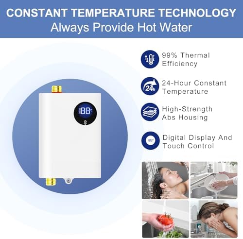 110V Tankless Water Heater Electric, YIHUIBF 3000W Tankless Electric Water Heater Instant, Under Sink Water Heater with Digital Display, On Demand Hot Water Heaters Electric for Kitchen Washin - Image 2