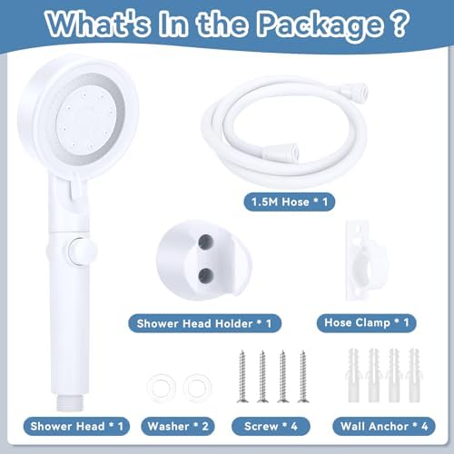 5+1 Mode High Pressure Replacement White RV Shower Head with Hose - Image 7