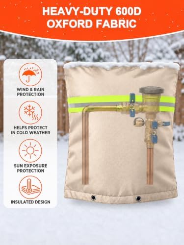 Insulated Backflow Preventer Cover Freeze Protection,24" W x 36" H, Beige - Image 4
