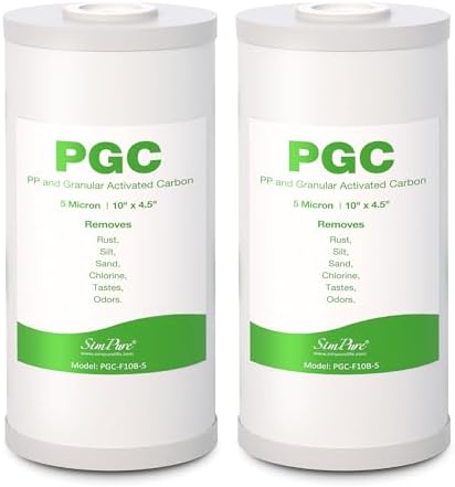 5 Micron 10" x 4.5" PGC Sediment Carbon Whole House Water Filter Cartridge by SimPure_Water