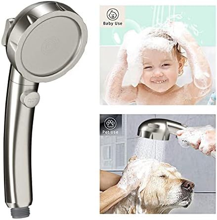 KAIYING Drill-Free High Pressure Handheld Shower Head with ON/OFF Switch, 3 Spray Modes - Brushed Nickel - Image 3